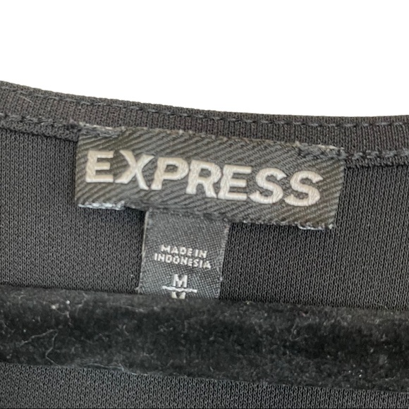 Express Gold Zipper Shoulder Stretchy Career Blouse Black Size Medium Spandex M - Picture 9 of 13